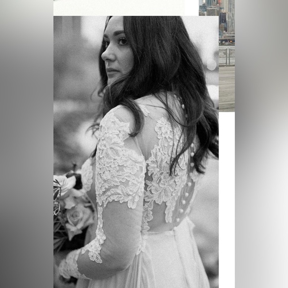 Custom Sarah Seven Lace and Silk Wedding Dress - Picture 7 of 16